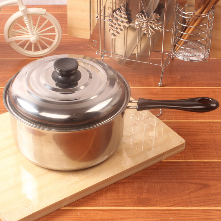 Hot-selling stainless steel single-layer milk pot with handle, thickened single-base hot pot, ten-yuan store, 9.9 yuan wholesale