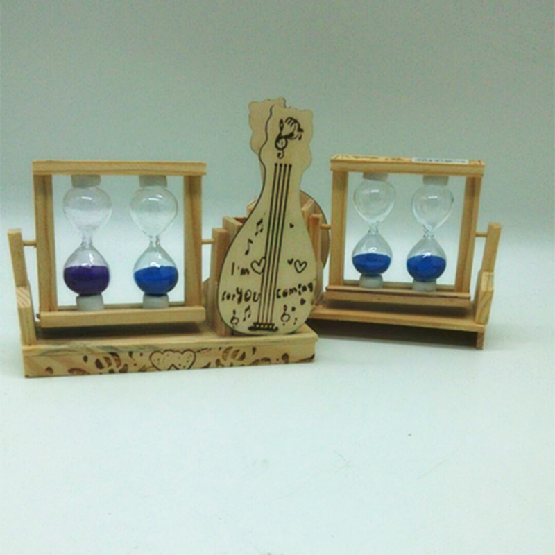 Double hourglass wooden pen holder gift