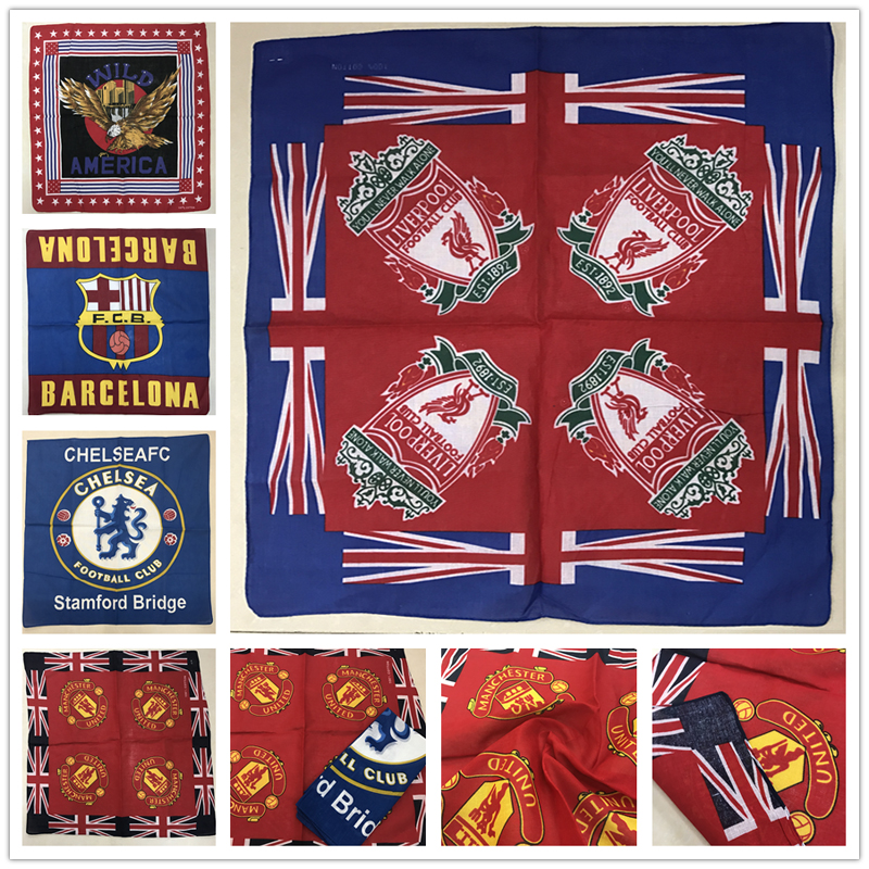 All-cotton team bandana Outdoor bandana handkerchief Sports sweat absorption bandana square 55CM