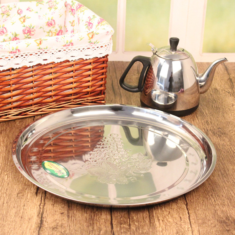 Yiwu daily necessities stainless steel fruit and vegetable plates, large round plates, serving dishes, street stall manufacturers, wholesale supply
