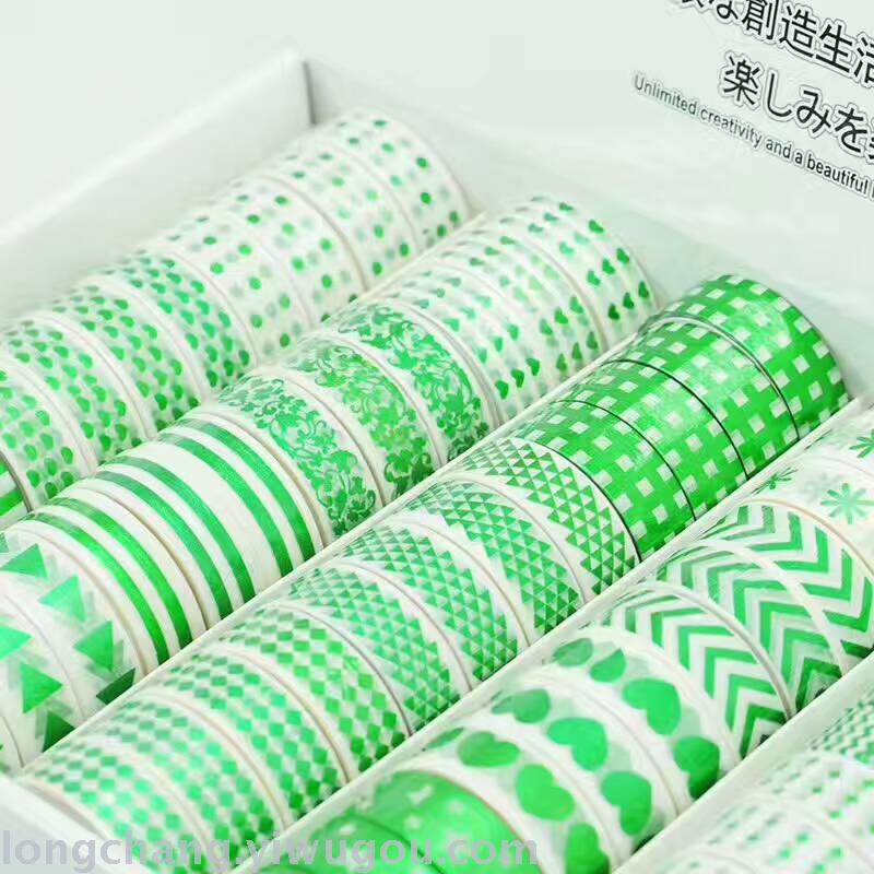 绿色烫金和纸胶带装饰手账标签日记1.5cm*10m产品图