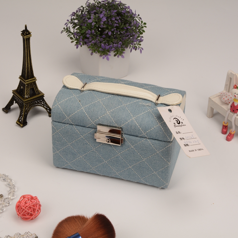 Guanyu small jeans blue Diamond hand jewelry box portable jewelry box welcome custom