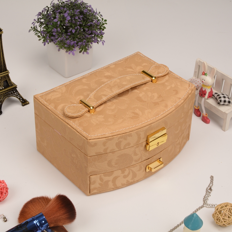 Guanyu vintage embroidery portable jewelry box with mirror jewelry box manufacturers direct welcome custom