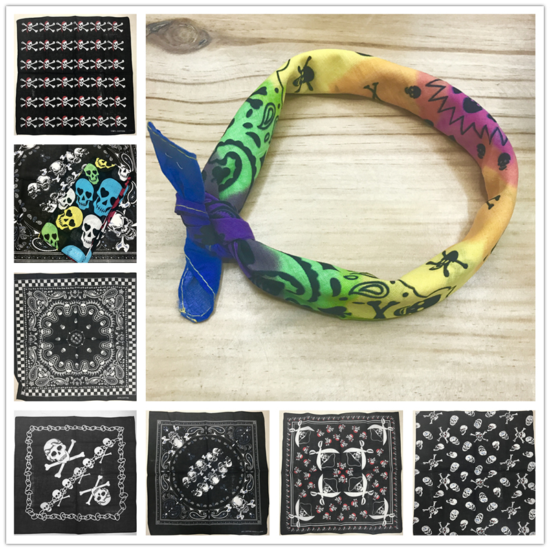 Cotton skull bandana Outdoor bandana handkerchief sports sweat absorption bandana square 55CM thumbnail