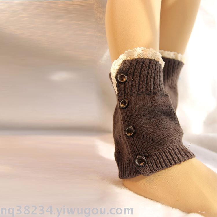 American and American hot style lady knitting short toe warm cover lace sock hollow-out lozengboot cover wholesale thumbnail