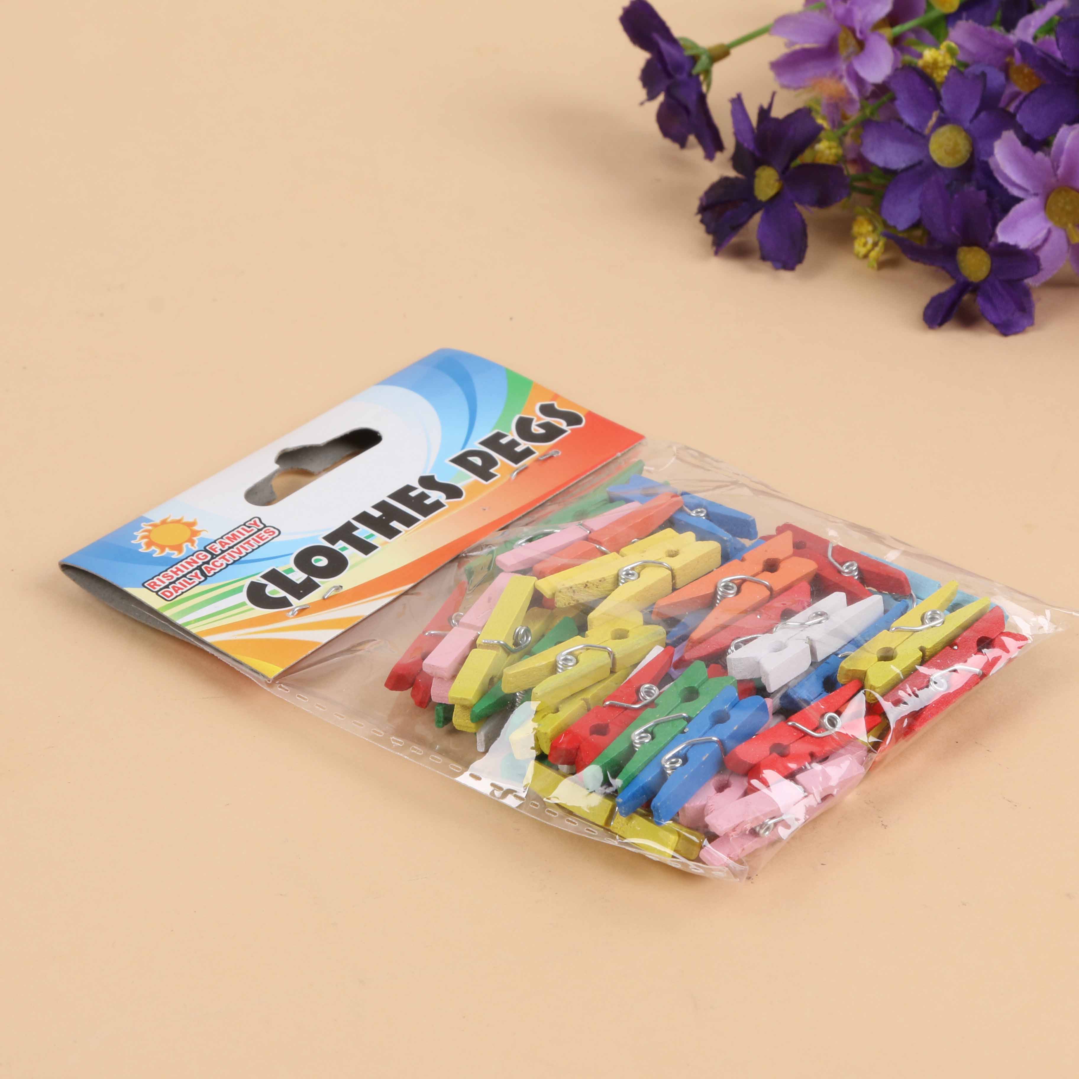 3公分彩色夹子木头纸张文件收纳分类票据夹封口夹50pcs产品图