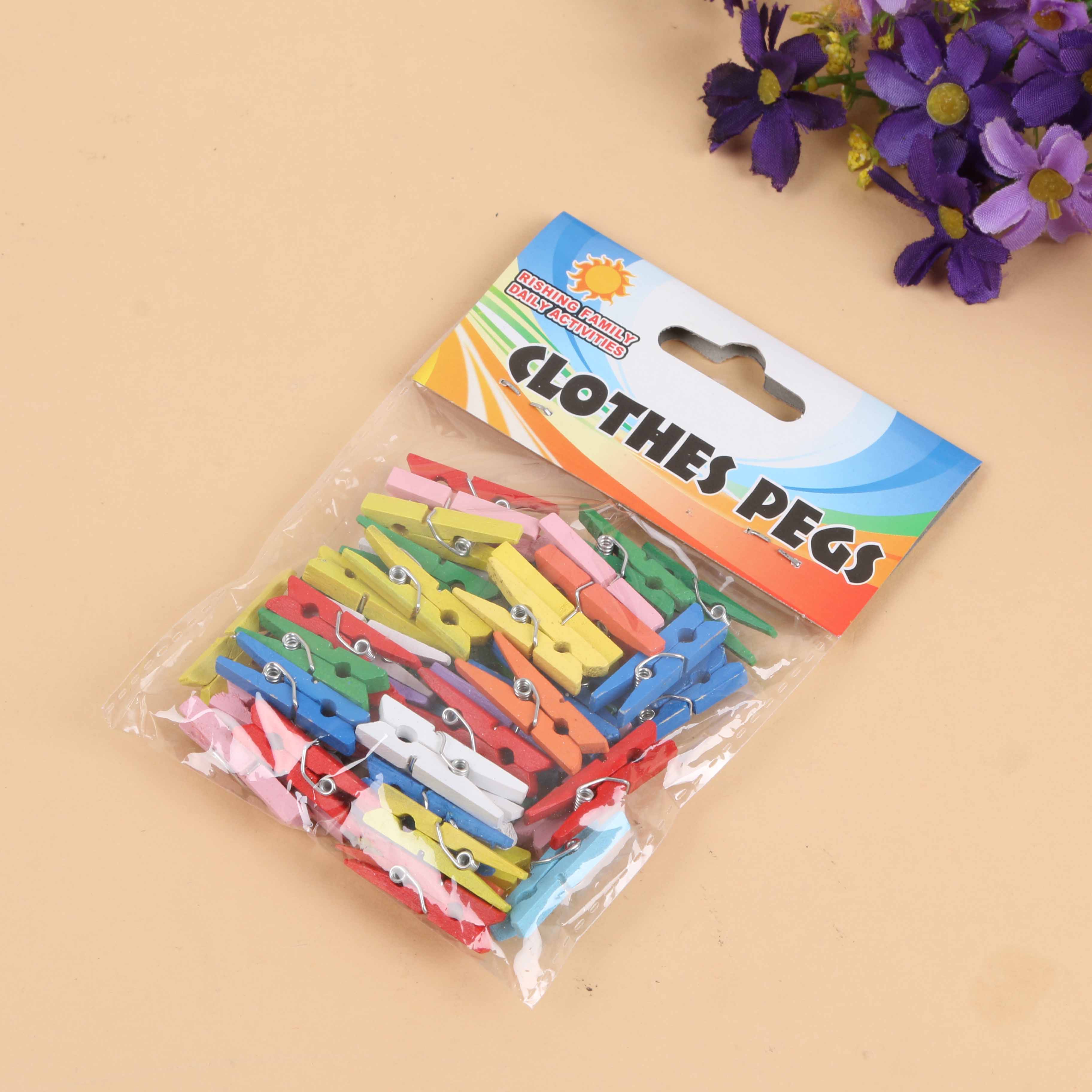 3公分彩色夹子木头纸张文件收纳分类票据夹封口夹50pcs细节图