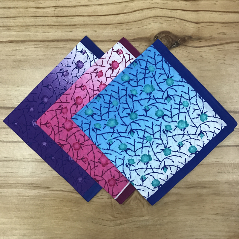 Cotton 60 printed handkerchief Rose ladies handkerchief absorbent square scarf 43CM square scarf small headscarf thumbnail