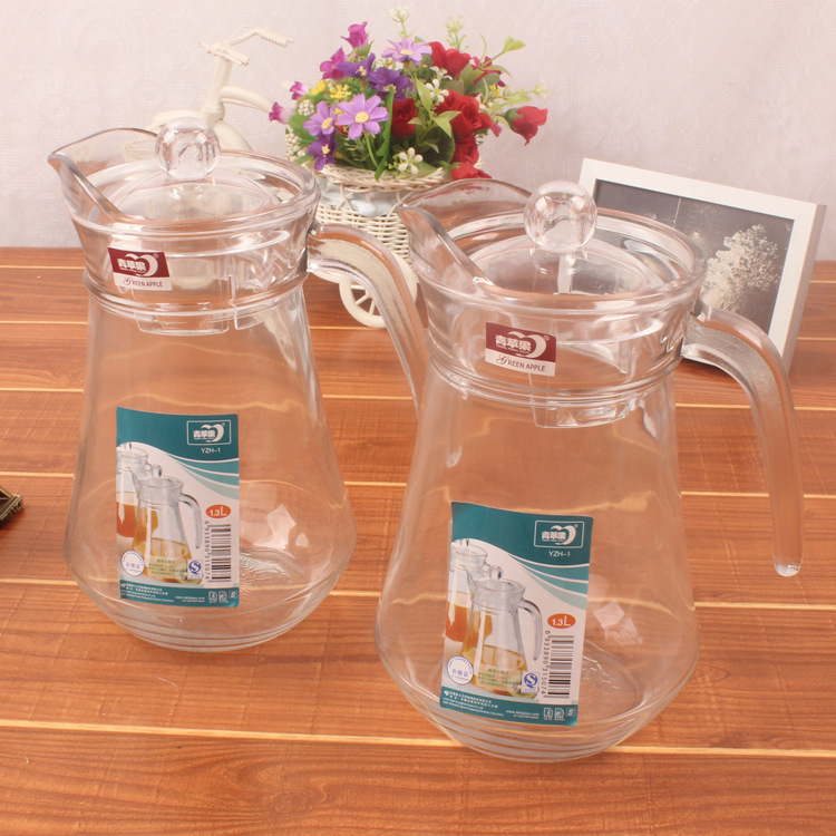 Heat-resistant glass transparent teapot, practical household hot water kettle, super large capacity duckbill teapot details Picture