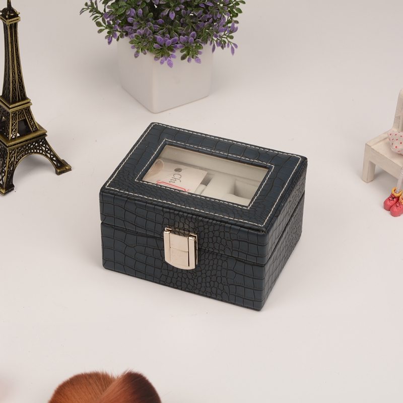 Guanyu high-end lizard grain two-seat watch box Full skylight watch display box professional customized jewelry box