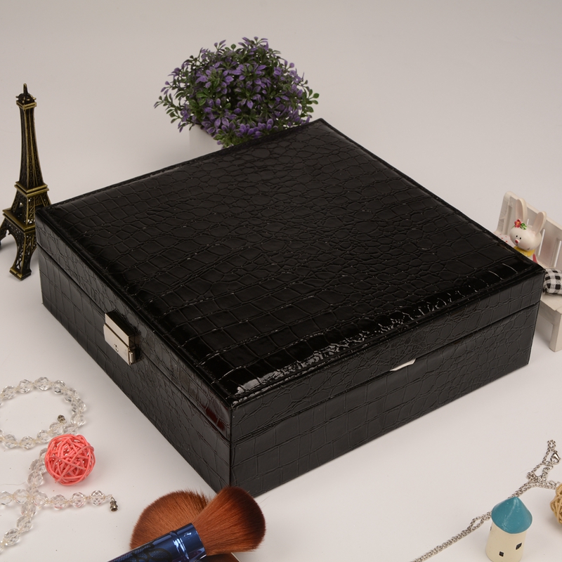 Guanyu black crocodile square jewelry box High-end PU jewelry box professional custom jewelry box