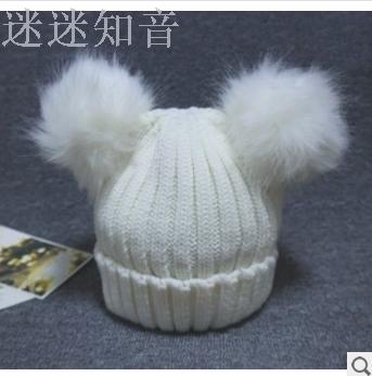 Woolen hat Double hairball hat Autumn and winter lovely ladies knitted hat Aliexpress millinery hat
