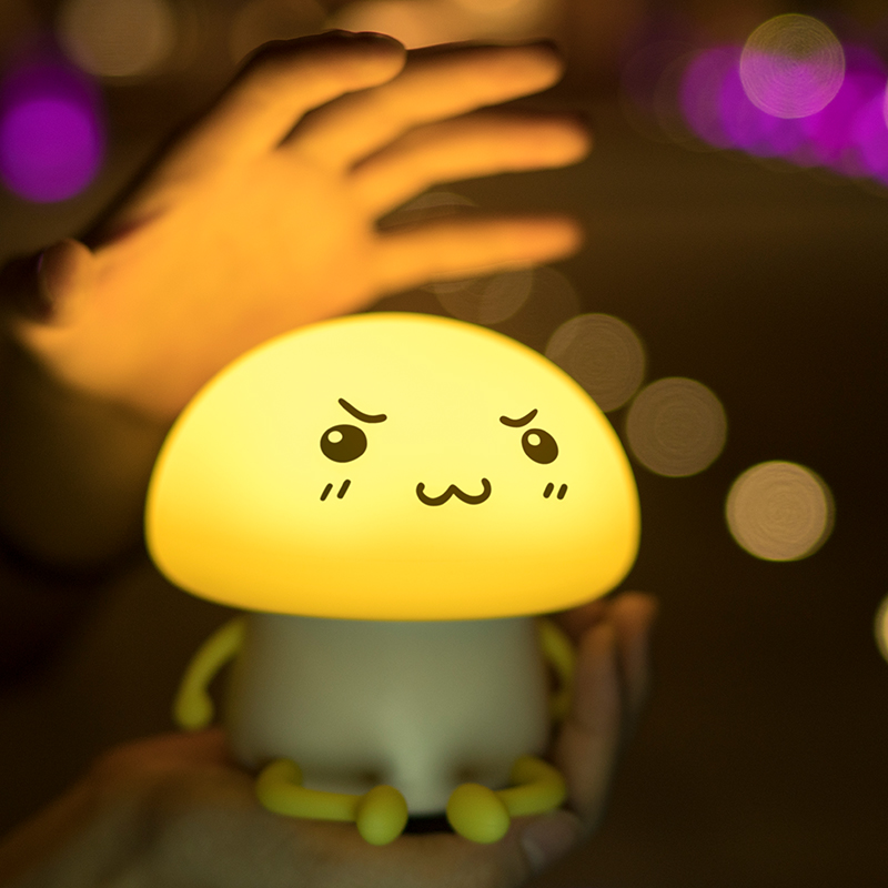 Creative Q-child silicone lamp LED atmosphere night light cartoon USB mushroom lamp