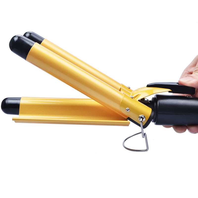 "Factory direct sales, one-piece consignment 】 Korean-style egg roll head temperature-adjustable three-bar hair curler, water wave perming tool. Specification image