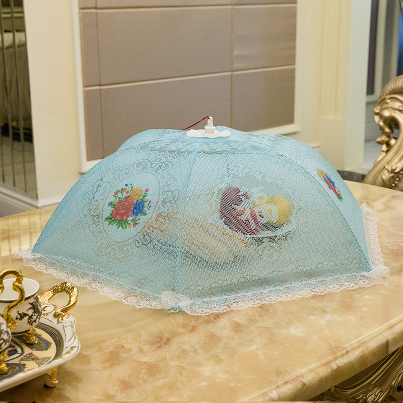 菜罩折叠菜罩食物罩提花印花网布蕾丝花边加扣单骨义乌日用品细节图