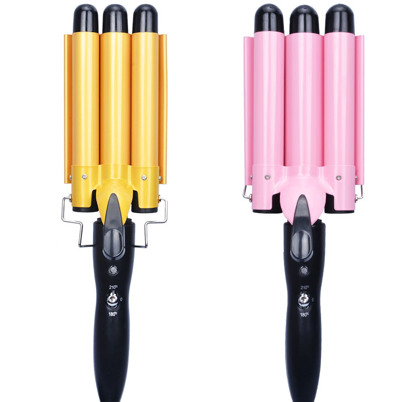 "Factory direct sales, one-piece consignment 】 Korean-style egg roll head temperature-adjustable three-bar hair curler, water wave perming tool.
