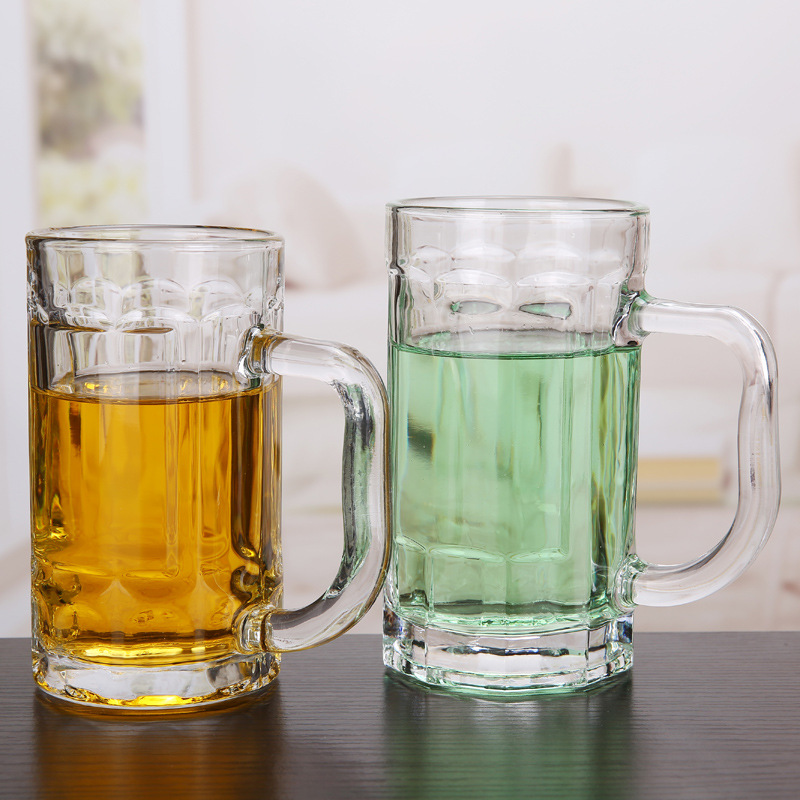 Wholesale glass beer mugs, thickened draft beer cups 400ml, advertising draft cups, customized beer promotion cups