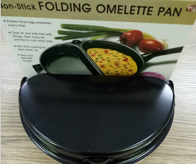 TV New folding egg frying pan Non-stick outdoor portable folding pan
