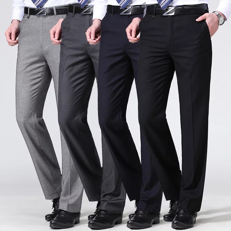 Men's dress pants, middle-aged business straight-leg suit pants without ironing, genuine men's dress pants for casual work details Picture