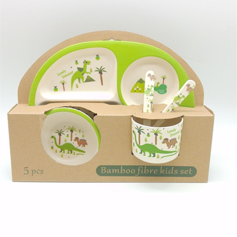 Bamboo fiber children's tableware four section plate cartoon tableware