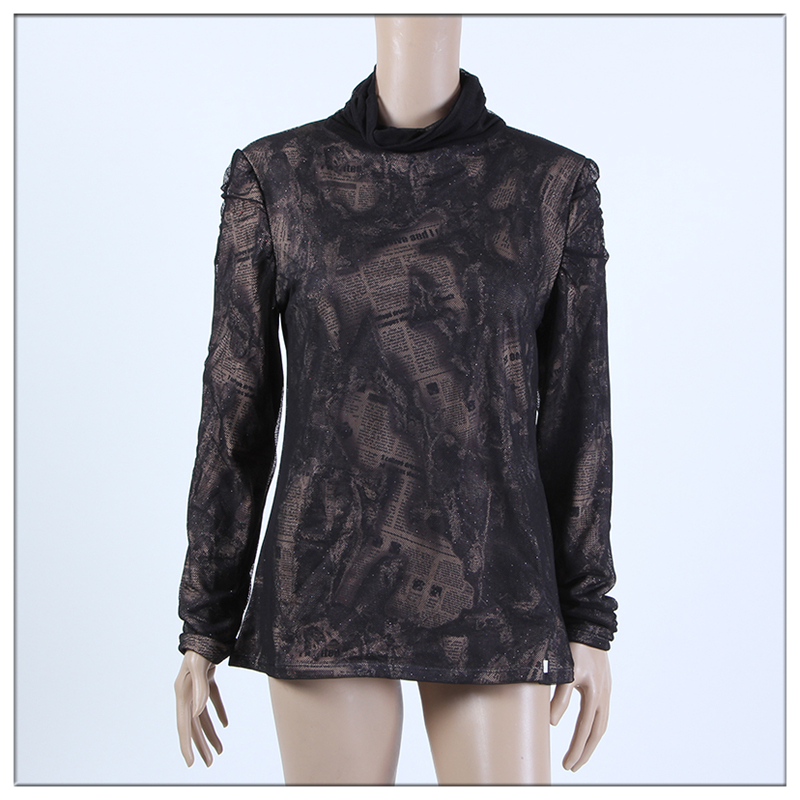 Gauze High Neck And Wool Thickened Double Layer Long Sleeve T-Shirt Base Warm Top Underwear Autumn And Winter