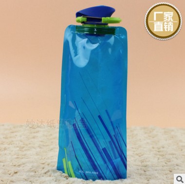 Outdoor Folding Water Bag Plastic Portable Sports Water Bag Cycling Mountaineering Environmental Water Bottle Color Mixing Batch
