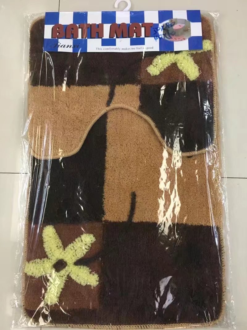 Flocking jacquard toilet two-piece set, floor mat, bathroom two-piece set, absorbent anti-slip floor mat, carpet, door mat, 50*80cm series details Picture