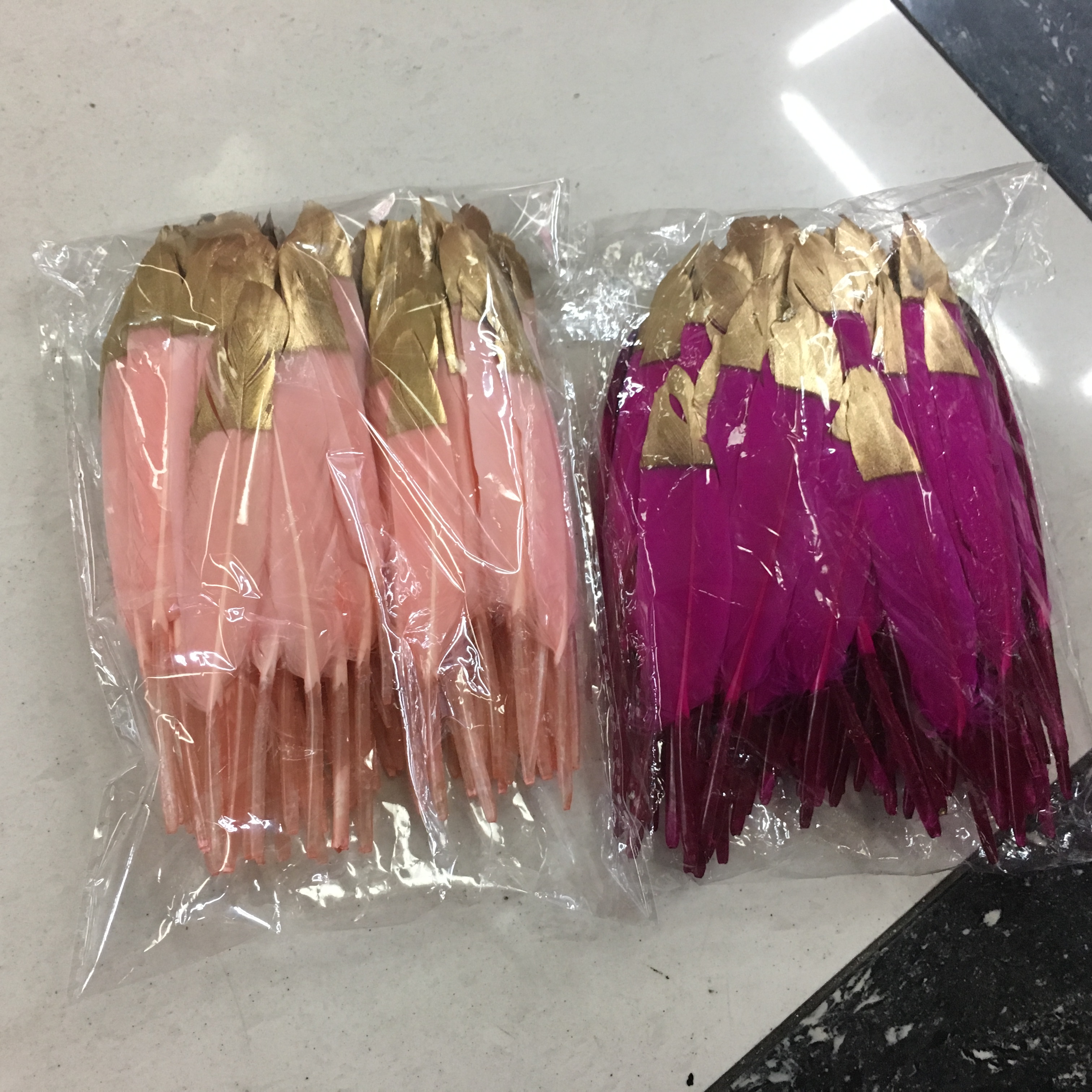 喷金银羽毛鹅毛细节图