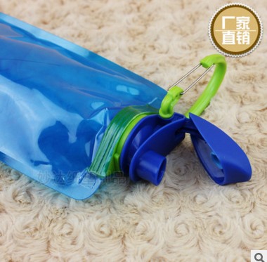 Outdoor Folding Water Bag Plastic Portable Sports Water Bag Cycling Mountaineering Environmental Water Bottle Color Mixing Batch Specification drawing