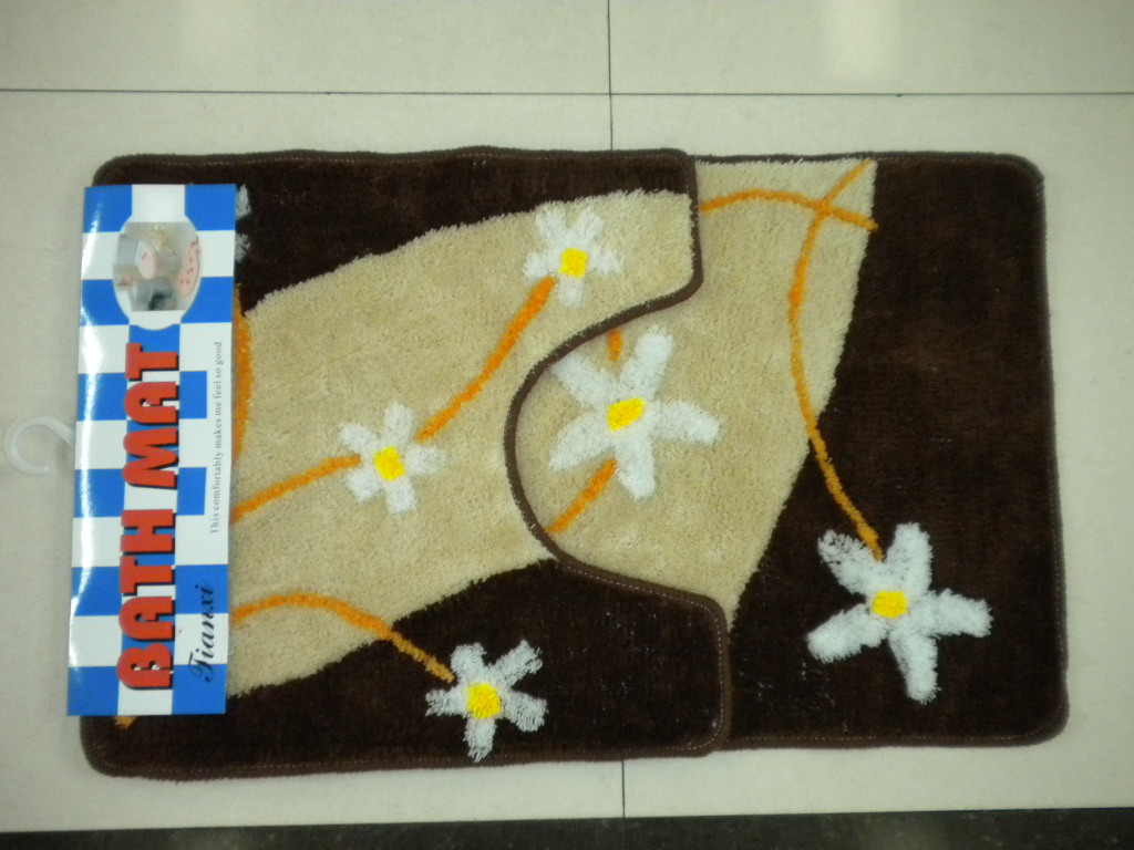 Flocking jacquard toilet two-piece set, floor mat, bathroom two-piece set, absorbent anti-slip floor mat, carpet, door mat, 50*80cm series Specification drawing