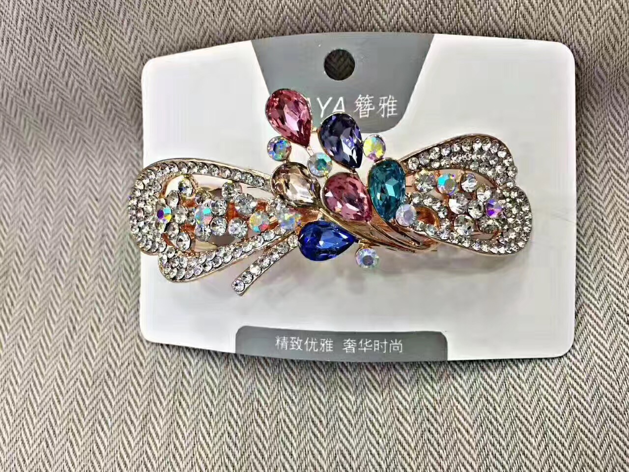多元水晶多钻弹簧夹发夹头饰产品图
