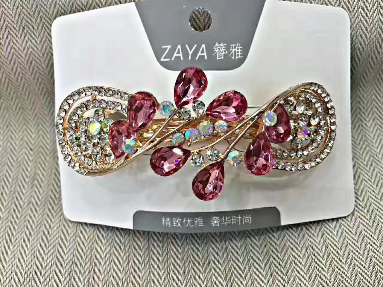 多元水晶多钻弹簧夹发夹头饰细节图