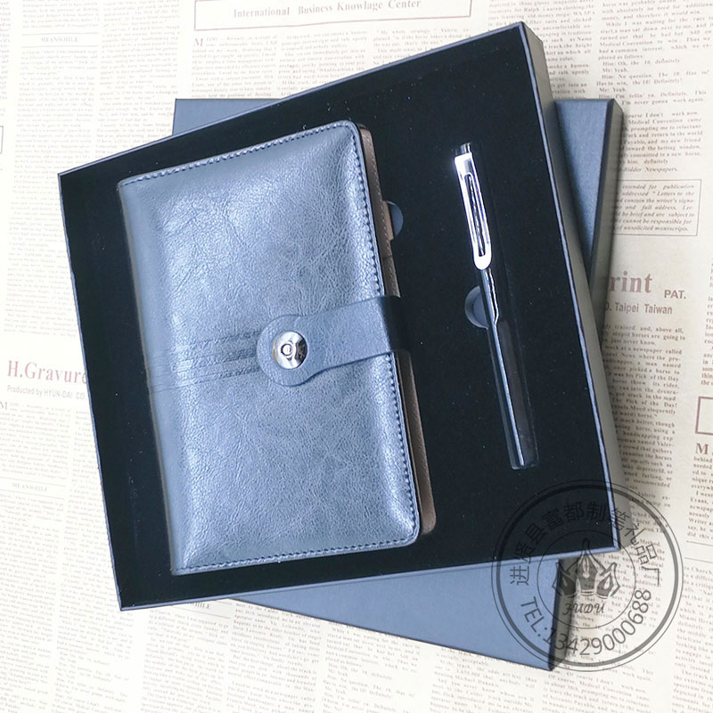 Customized promotional gift notebook with metal signature pen gift set details Picture