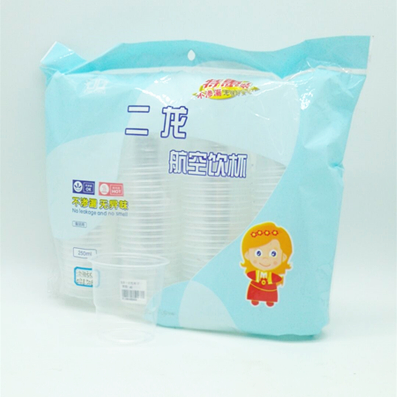 Erlong 250ml disposable plastic cup, transparent aviation drink cup details Picture