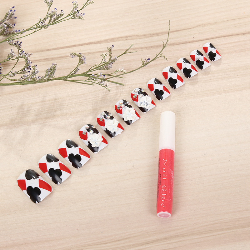 Manufacturers Direct Sales 3D Sticky Drill Nails New Fashion Women's Fake Nails Environmental Plastic Finger Stickers details Picture