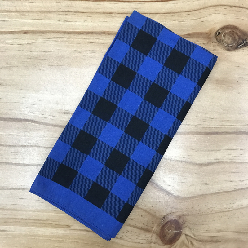 Cotton blue and black checkered turban outdoor bandana handkerchief sports sweat absorption turban square 55CM thumbnail