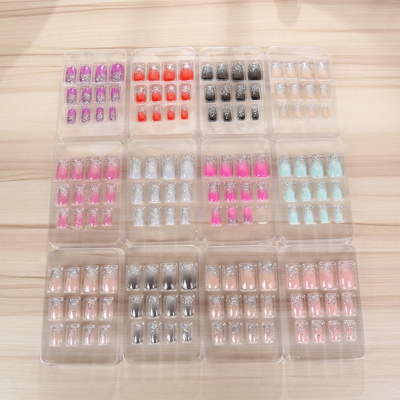 Creative Fashion French Glitter Nails Ladies Fake Nail Beauty Waterproof Finger Patch Specification drawing