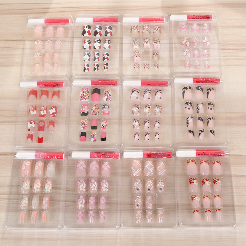 Manufacturers Direct Sales 3D Sticky Drill Nails New Fashion Women's Fake Nails Environmental Plastic Finger Stickers Specification drawing