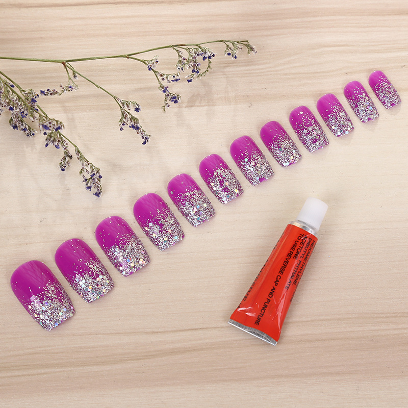 Creative Fashion French Glitter Nails Ladies Fake Nail Beauty Waterproof Finger Patch details Picture