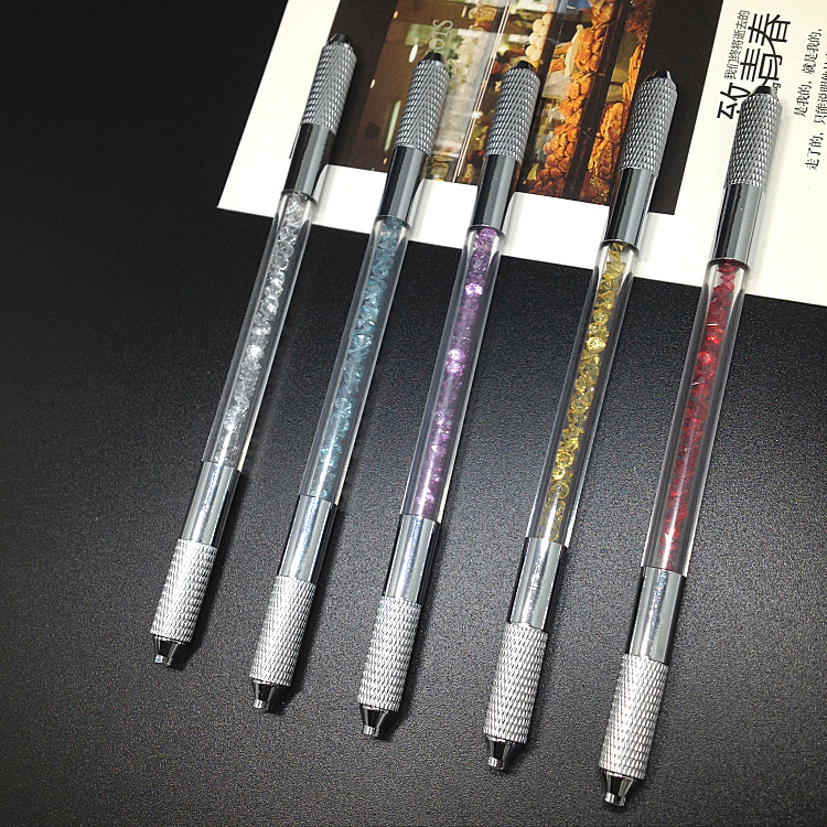 新款水晶手工纹绣笔 纹眉绣眉笔 手工打雾笔