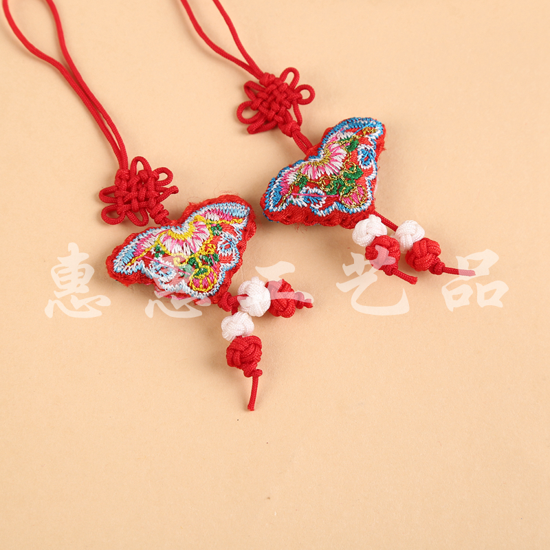 Chinese knot double-sided embroidery small sachets mobile phone pendant butterfly accessories wholesale details Picture