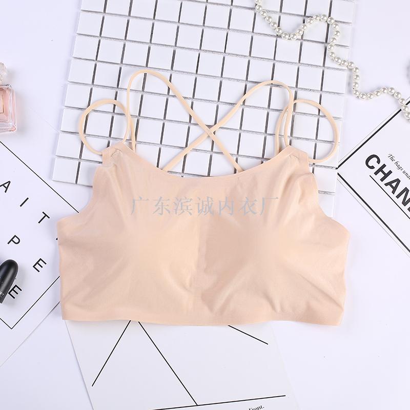 6164# Beauty Back Cross Sexy Underwear Top Chest Bottom Vest Without Trace Ice Silk (From The Factory) details Picture