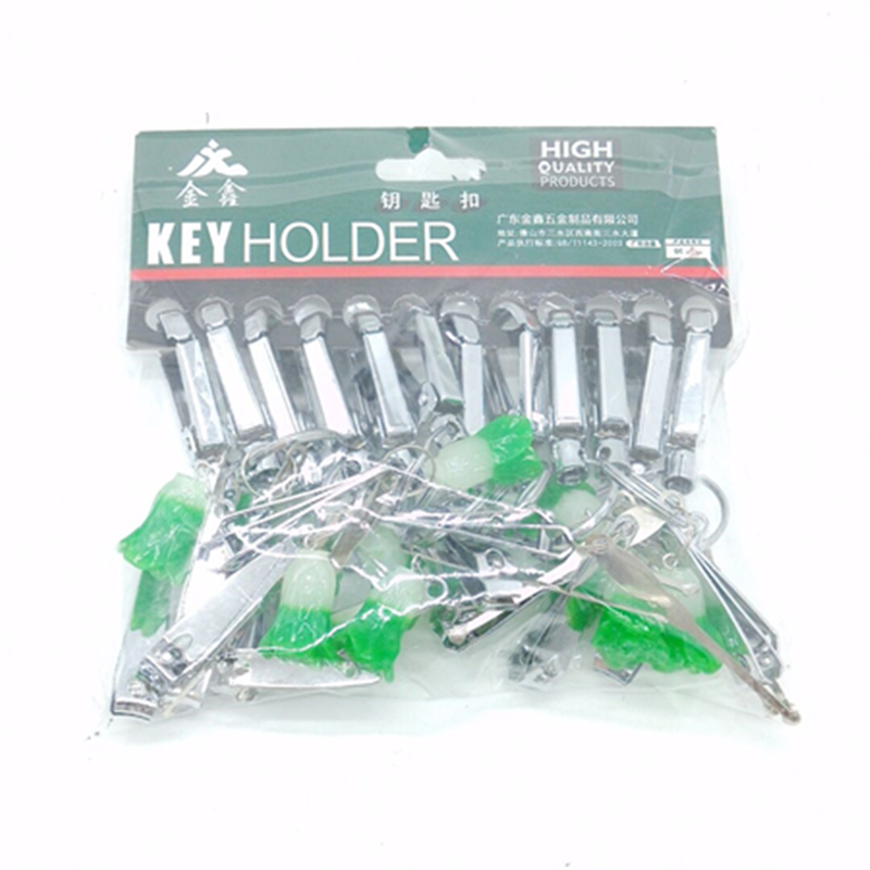 玉白菜钥匙扣 带挖耳勺指甲剪钥匙圈 金属钥匙链