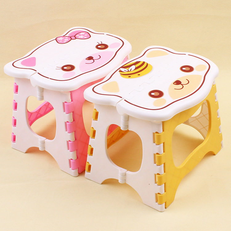 儿童塑料可折叠小凳子 可爱卡通猫笑脸折叠凳 义乌日用品