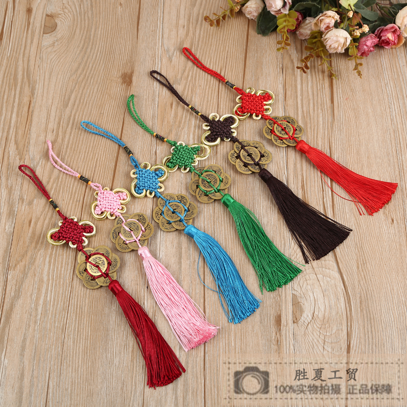 七个康熙通宝铜钱居中设计中国结流苏 厂家直销