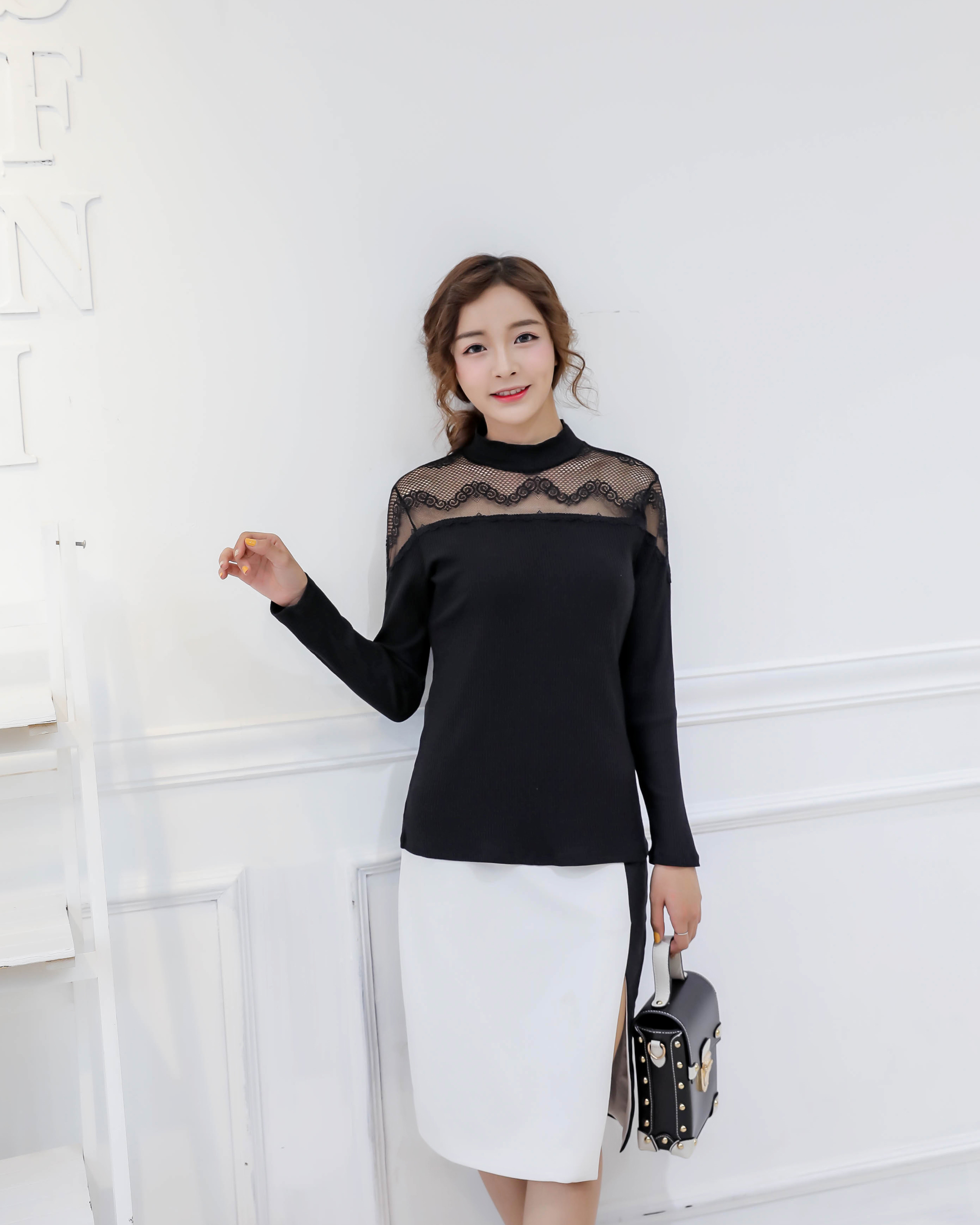 2017 Autumn New Thread Fabric Turtleneck Base Shirt Specification drawing