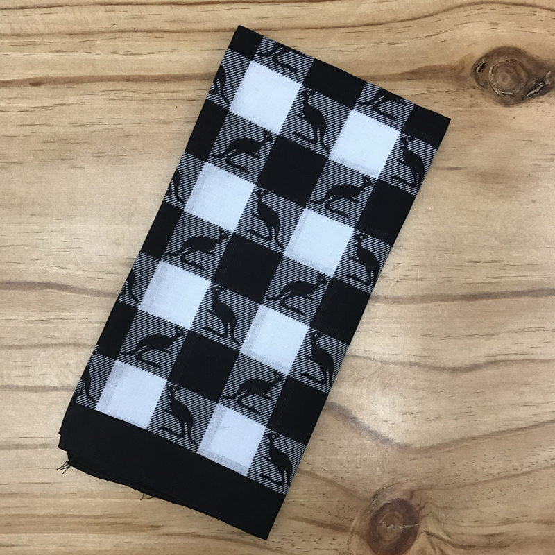 Cotton Kangaroo Checkered Bandana Outdoor Bandana Handkerchief Sports Sweat Absorption Bandana Square 55Cm