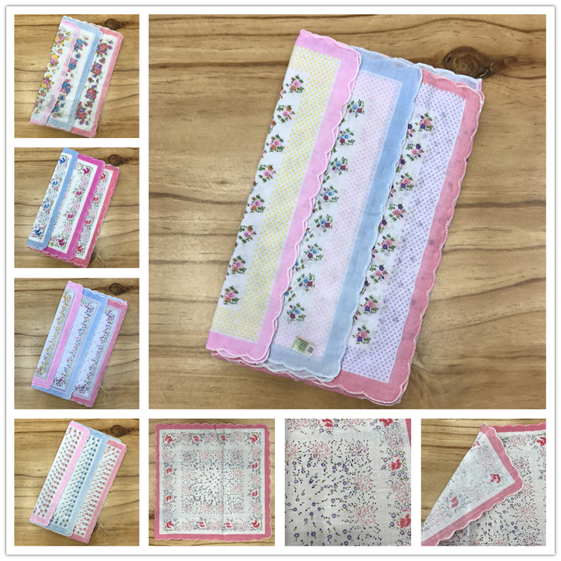 Cotton moon-edged floral ladies cotton children's classic 30CM handkerchief square handkerchief small headscarf
