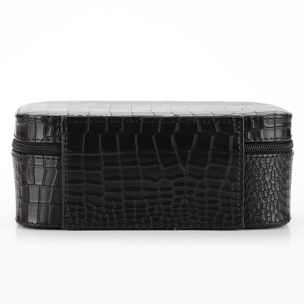 PU leather crocodile pattern cosmetic case, semi-circular three-piece set, solid color gift box details Picture