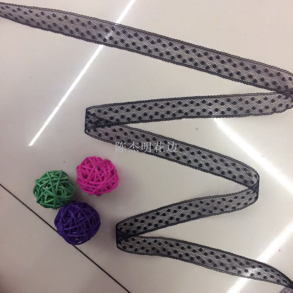 无弹蕾丝小边 中间小圆点 颈链 耳环 手链专用款